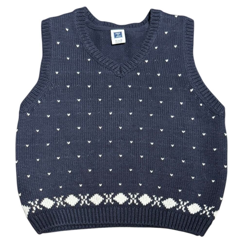 Janie and Jack Cotton Blue Sweater Vest Size 12-18 M